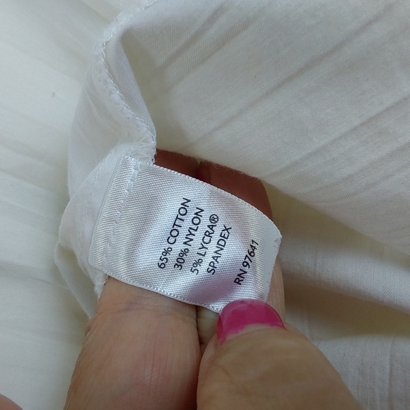 J Jill Womens Cream Stretchy Cotton Top Roll Tab Sleeves Minimalist Sz.L - Picture 8 of 8